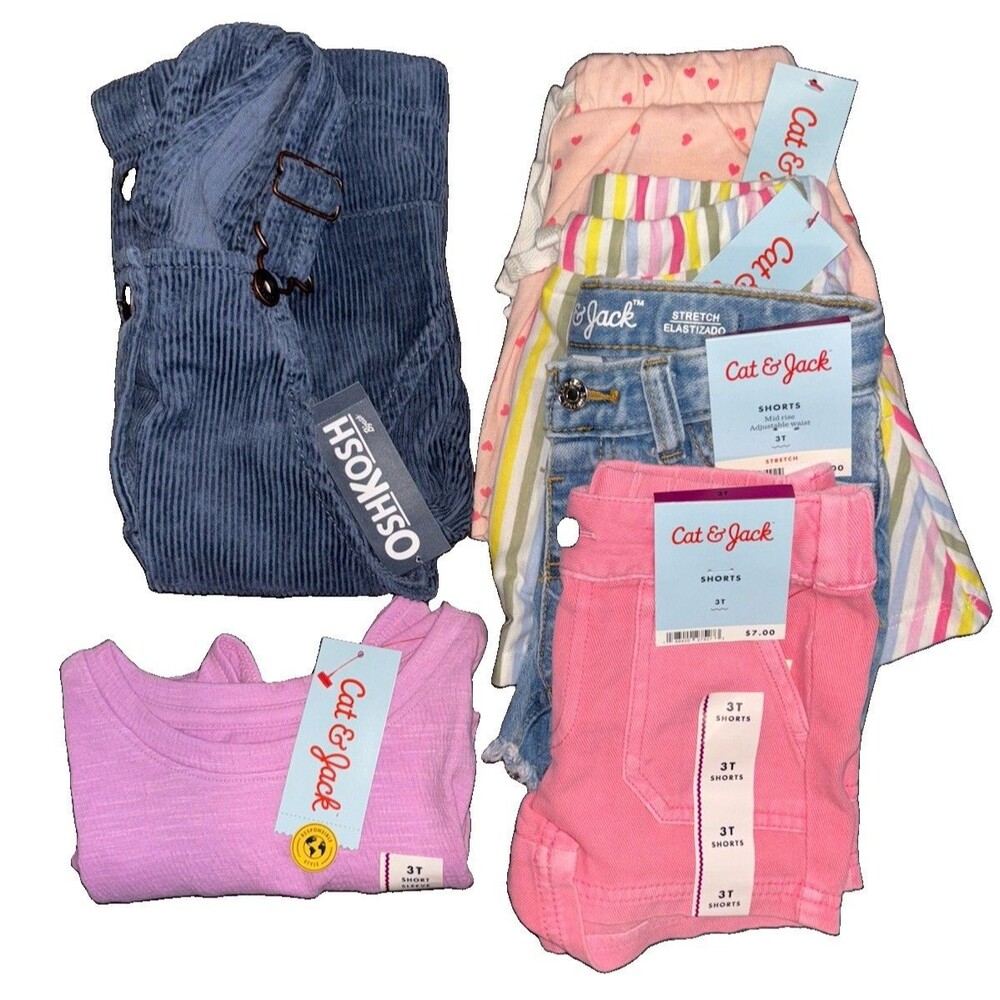 Cat & Jack 3T Girl’s 6pc Clothing Lot NWTs Dress Skort Shorts Top